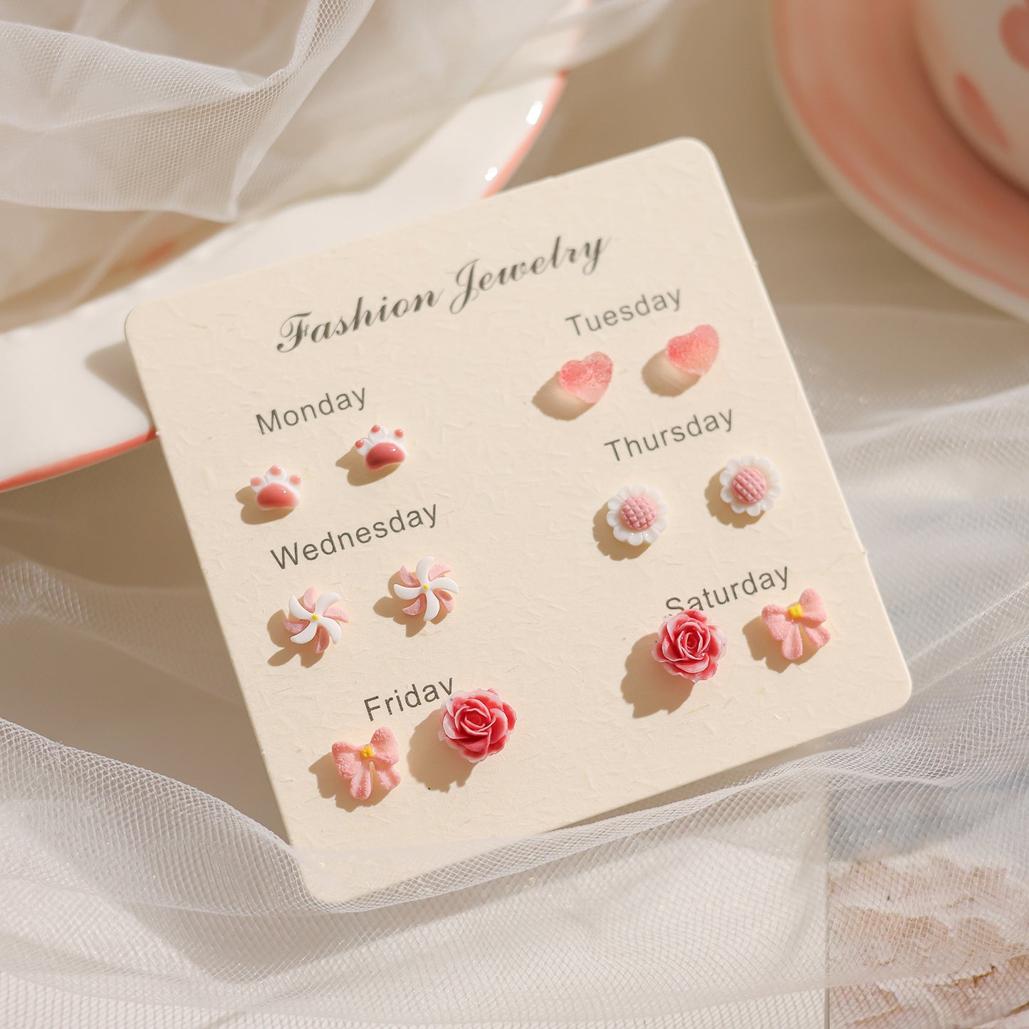 Female Pink Biological Porcelain Pin Ear Sensitive Skin Essential Stud Earrings