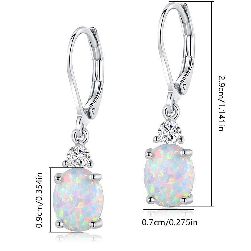 Opal Oval Big Diamond Ear Drops Personalized Earrings
