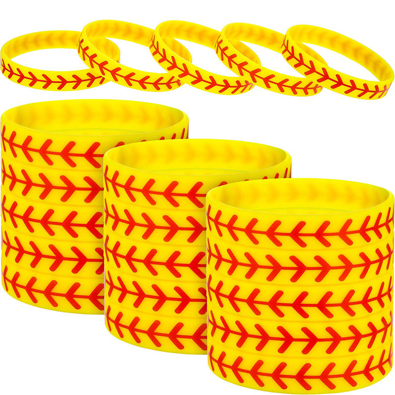 Softball Silicone Monochrome Full Circle Printing Stitching Bracelet