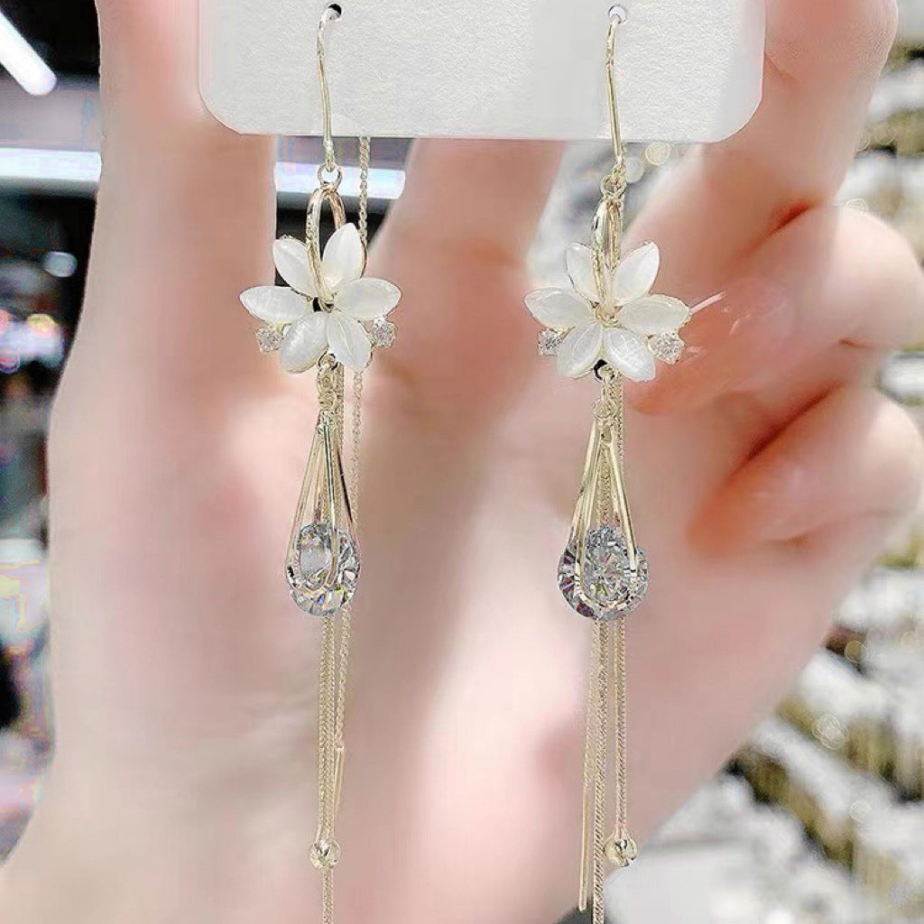 Opal Tassel Tide Chain Super Fairy Long Ear Line