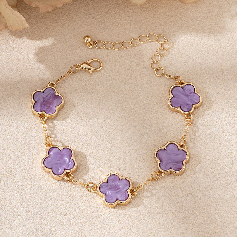 Fashion Elegant Lucky Five Petal Flower Female Bracelet