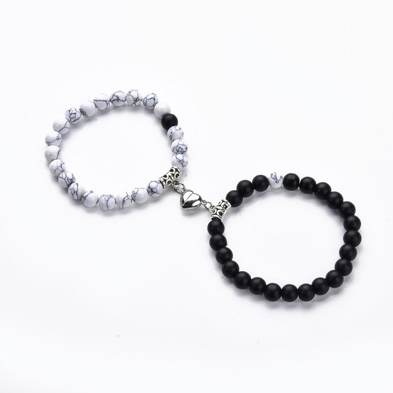 Powder Jade Love Magnetic Buckle Couple Bracelets