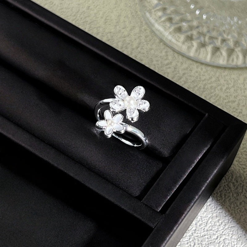 Sweet Style Niche Design Butterfly Flower Female Lace Hollow Out Ring