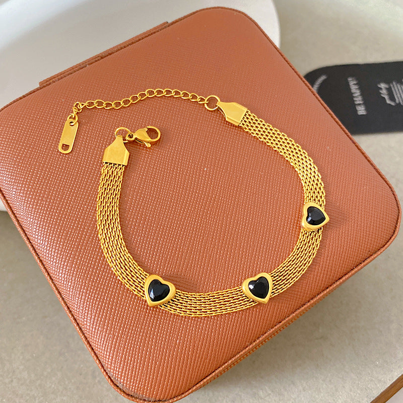 Light Luxury Micro Inlaid Zircon Woven Wire Mesh Fashion Temperament Bracelet