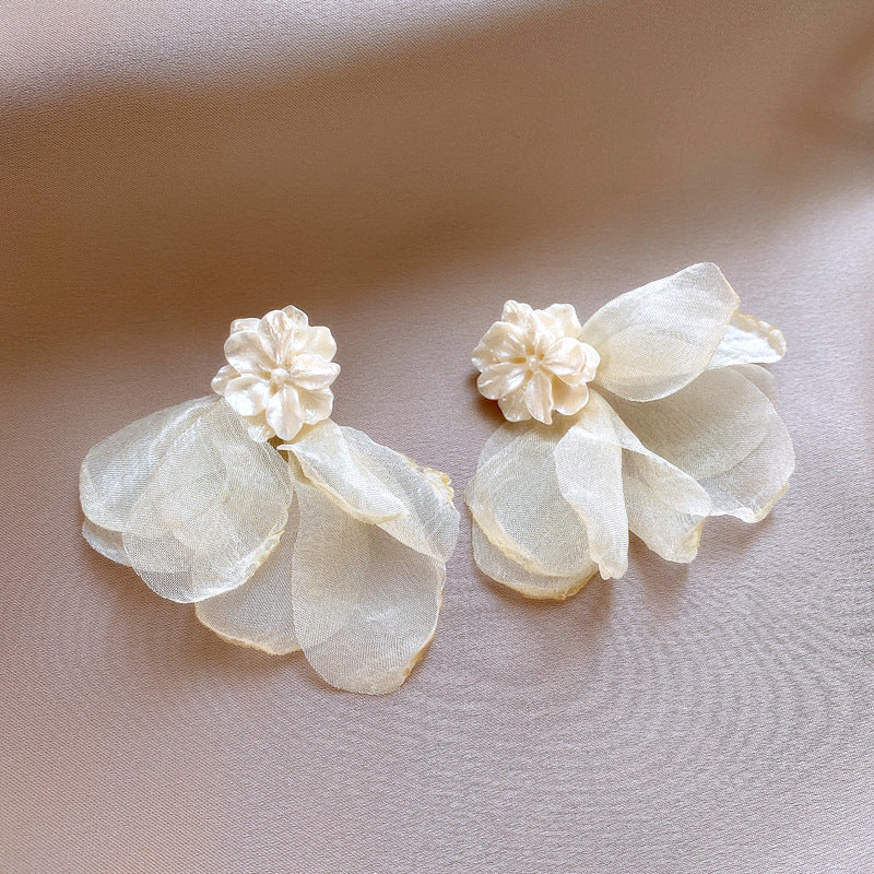 Needle Raffia Fabric White Flower Light Luxury Rings