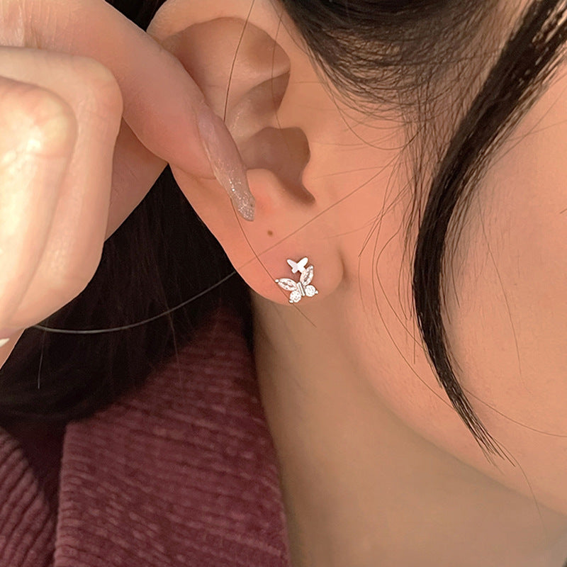 Diamond Light Luxury Butterfly Female Design High-grade Stud Earrings