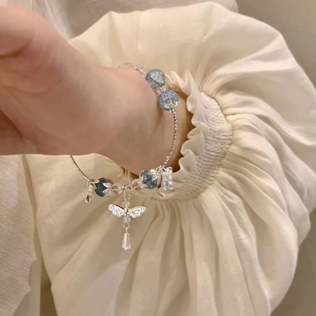 Gradient Hot Flower Glass Beaded Trendy Simple Light Bracelet