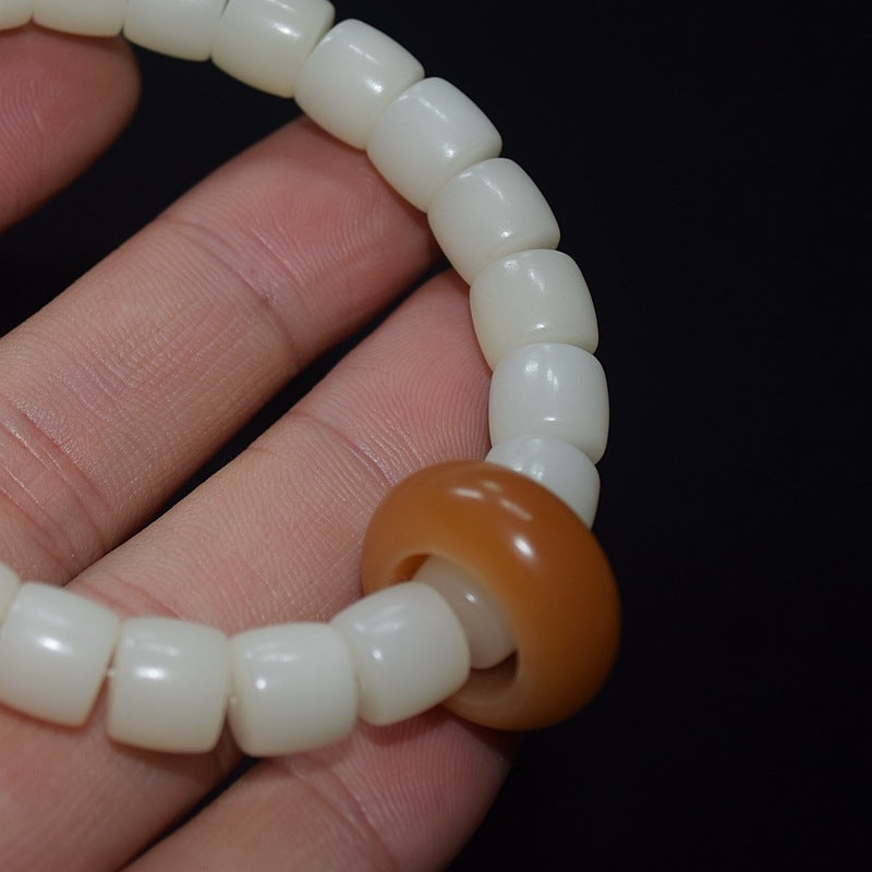 Jade Bodhi Root Straight Cut Barrel Beads Small Size Bracelets