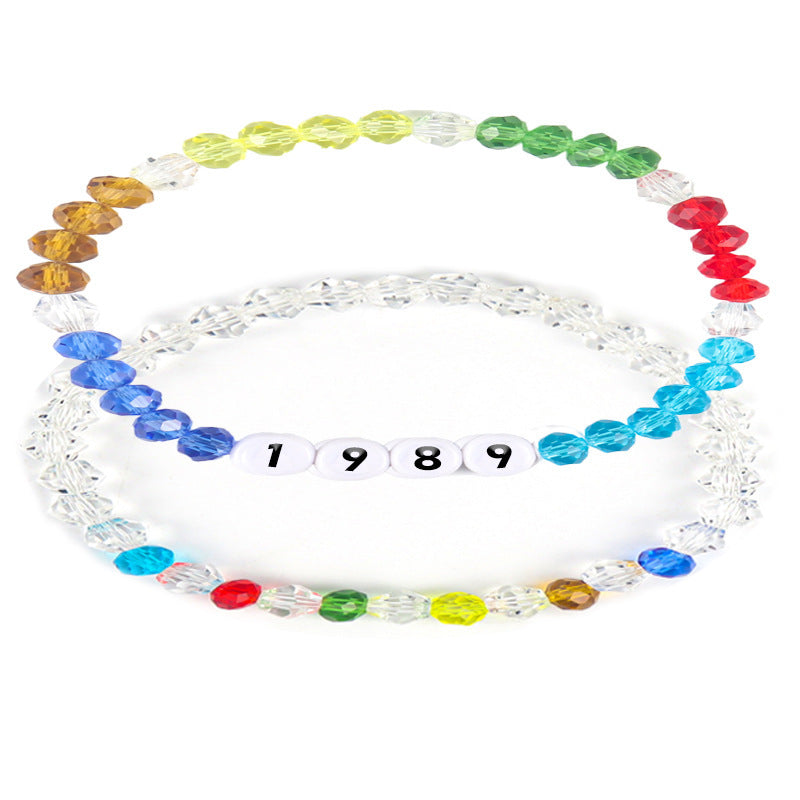 English Name Colorful Beads Rhombus Cut Bracelets