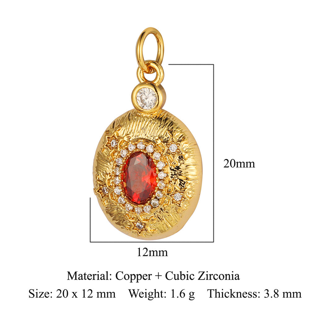 Key Lock Copper Zircon Dark Pattern Pendants