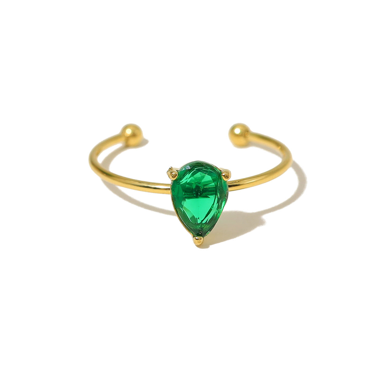 Women's Stainless Steel Inlaid Emerald Zircon Gold Rings