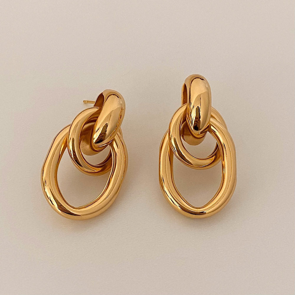 Simple High Sense Metal Personality Commuter Geometry Fashionable Temperamental Stud Earrings