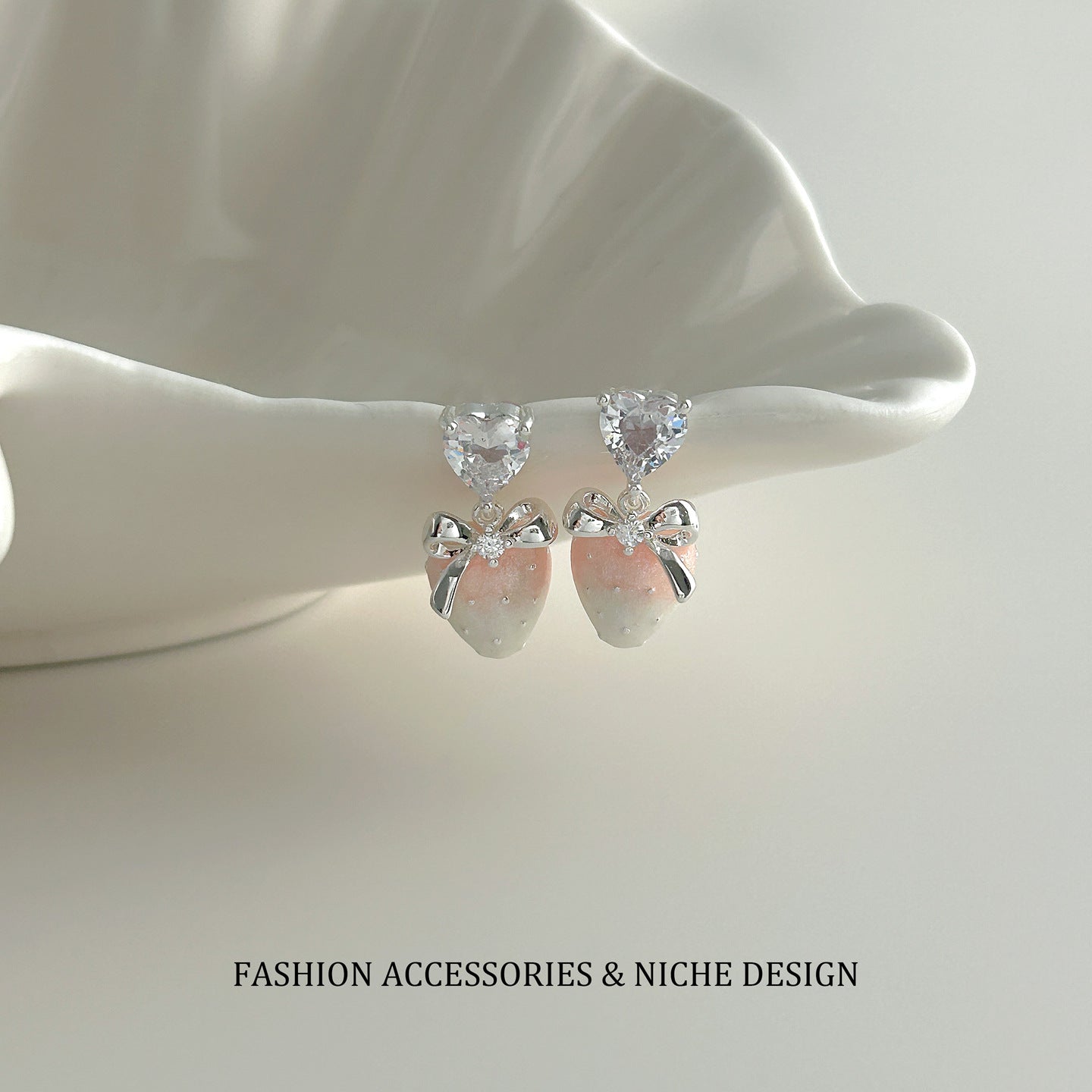 Sweet Butterfly Strawberry Optional Ear Female Stud Earrings