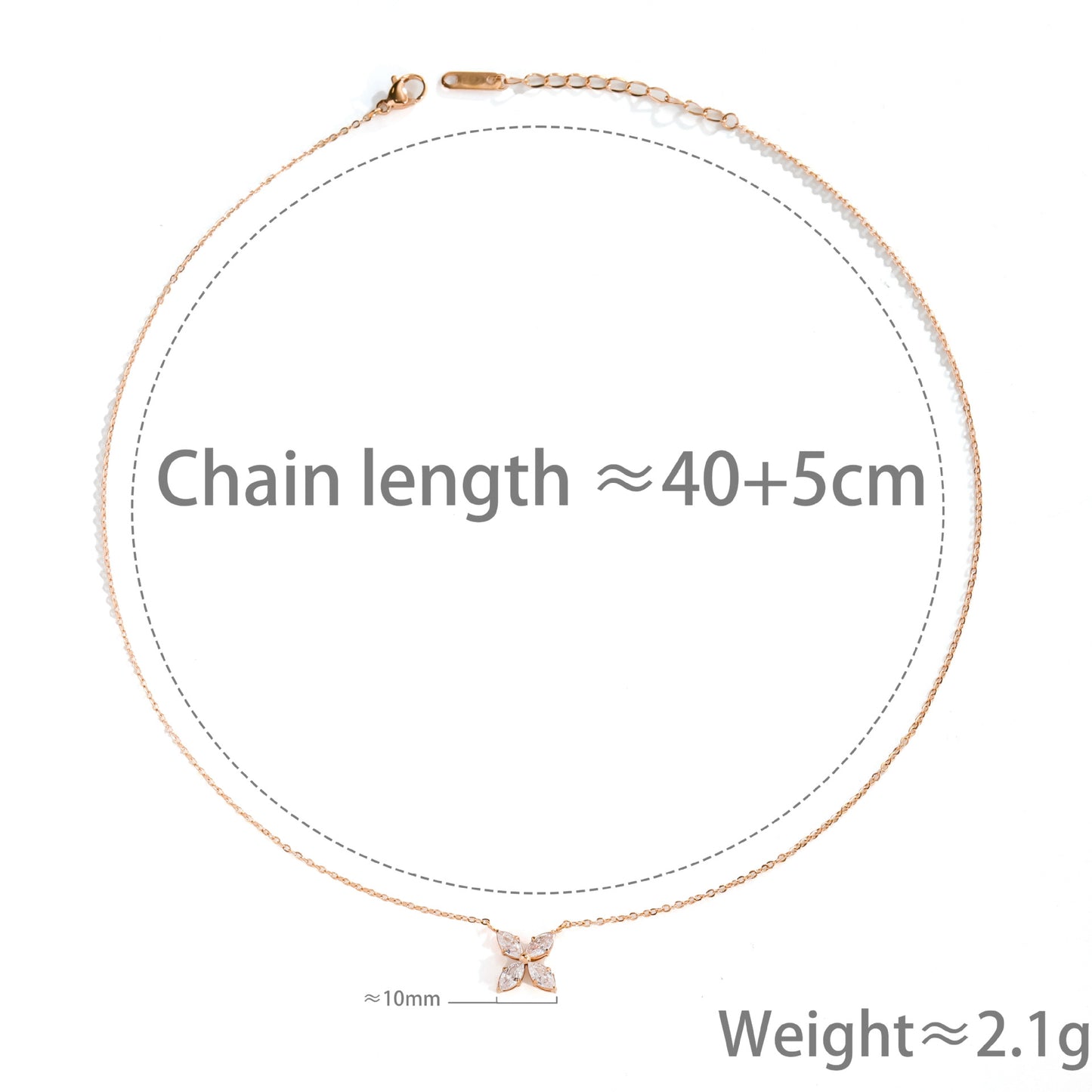 French Style Super Flash Zircon Flower Light Luxury Titanium Steel Necklace