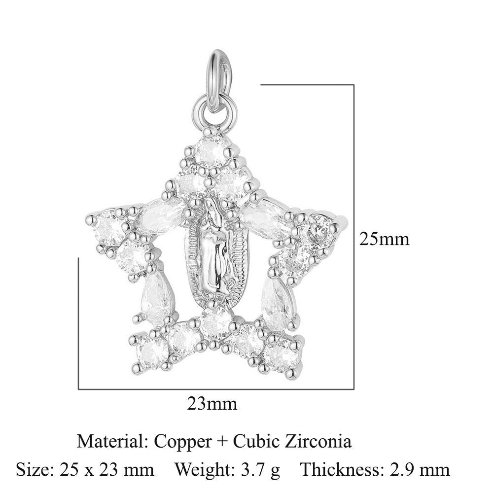 Cross Virgin Copper Zircon Peace Sign Ornament Pendants