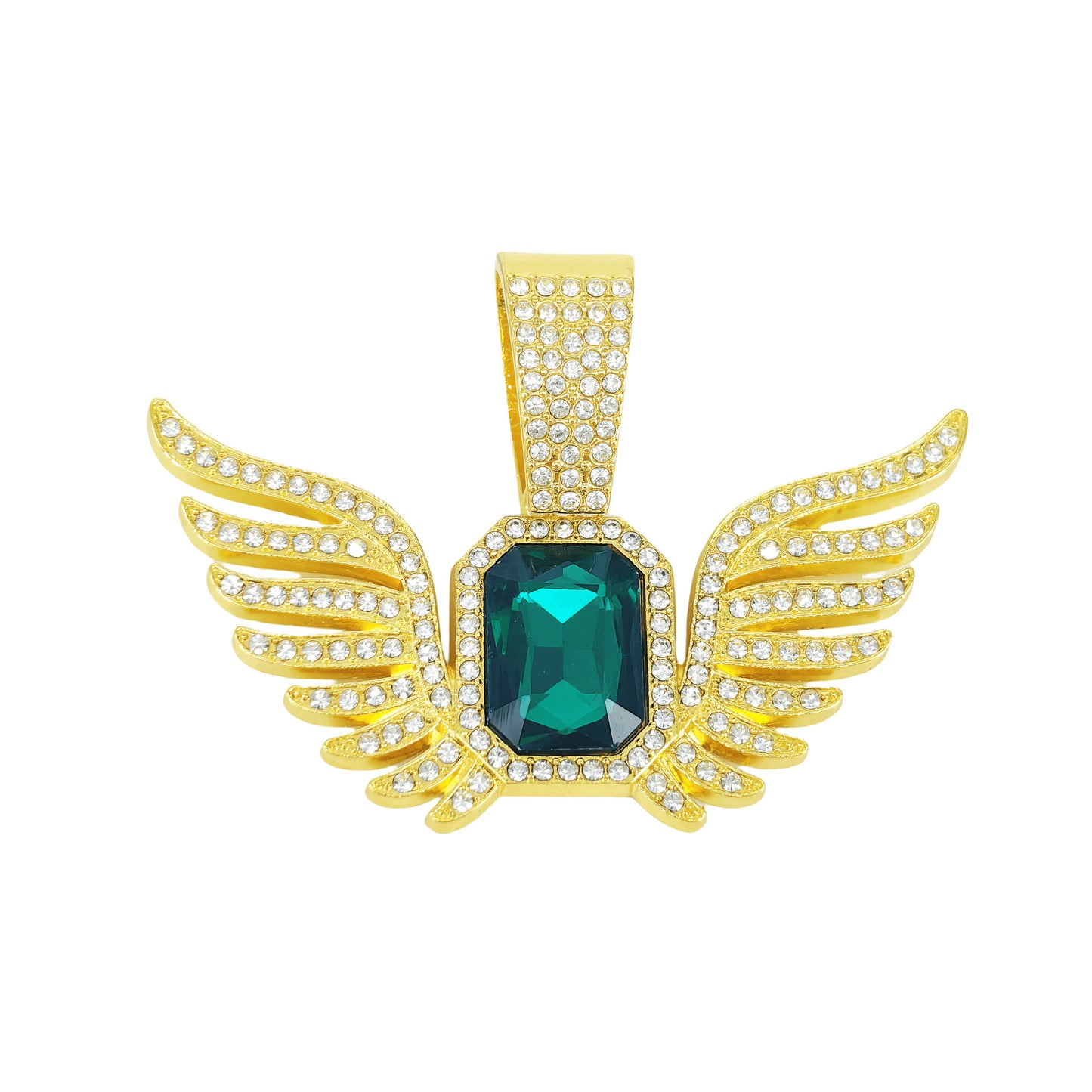 Square Glass Rock Sugar Chain Wings Pendants