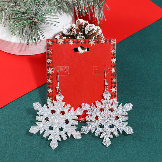 Christmas Ornament Exaggerated Big Snowflake Classic Earrings