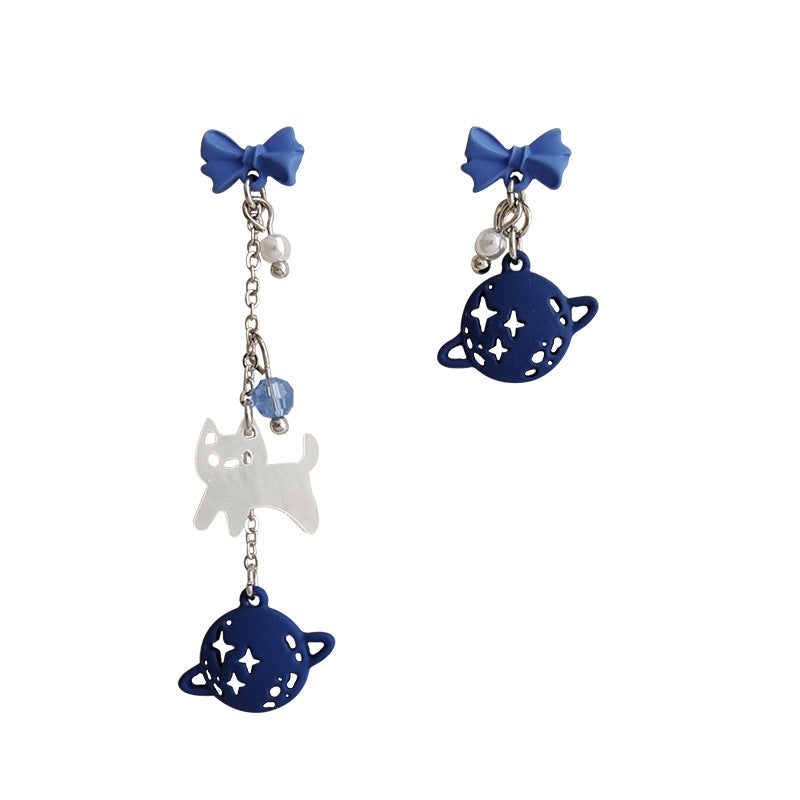 Design Sier Needle Klein Blue Bow Earrings