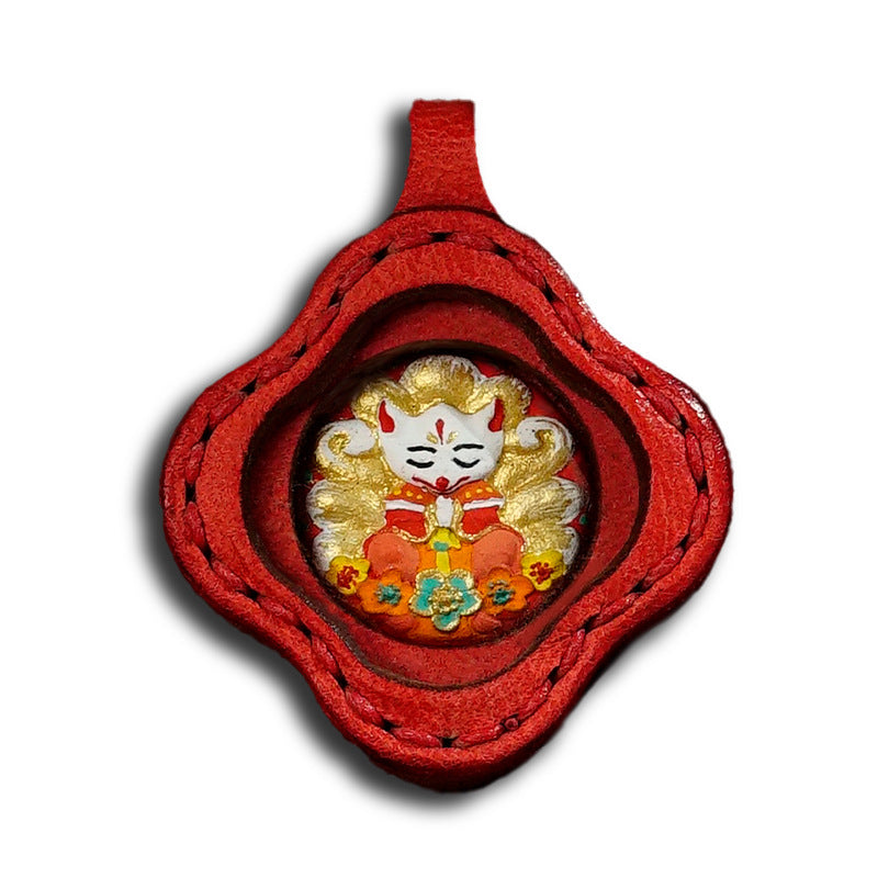 Tibetan Hand Painting Wipe Leather Phone Pendants