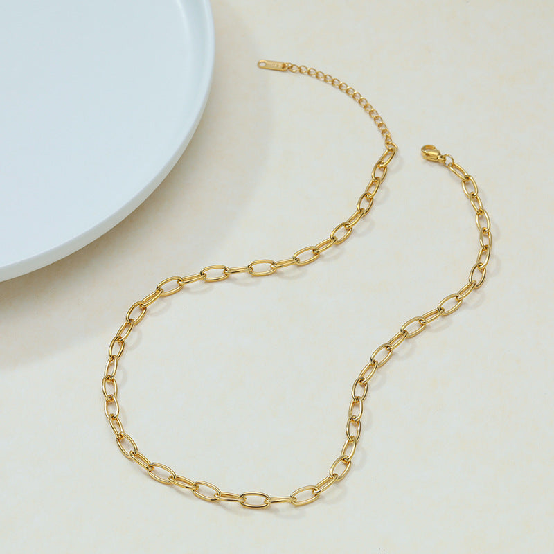 Single Chain Box Melon Seeds Side Hammer Round Snake Bone Necklaces