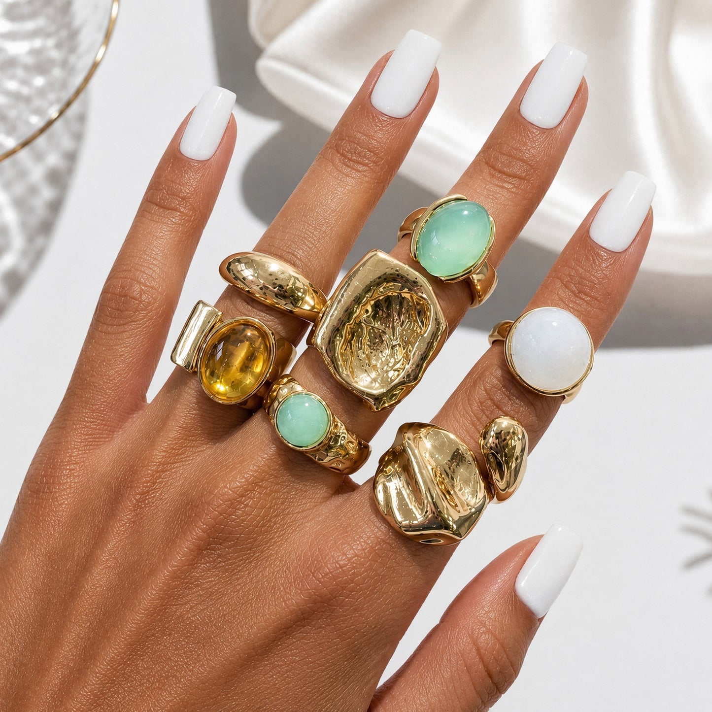 Minority Fashion Inlaid Acrylic Alloy Open Ring