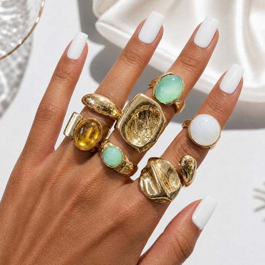 Minority Fashion Inlaid Acrylic Alloy Open Ring