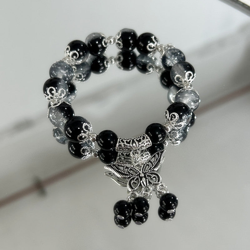 Ruins Butterfly Tassel Starry Sky White Sweet Glaze Bracelet