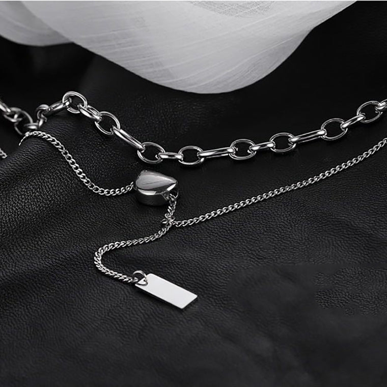 Women's Titanium Steel Simple Lucky Twin Clavicle Chain Neck Necklaces