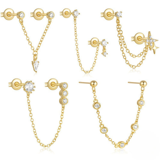 Women's Chain Tassel Ear Line Cold Style Stud Earrings