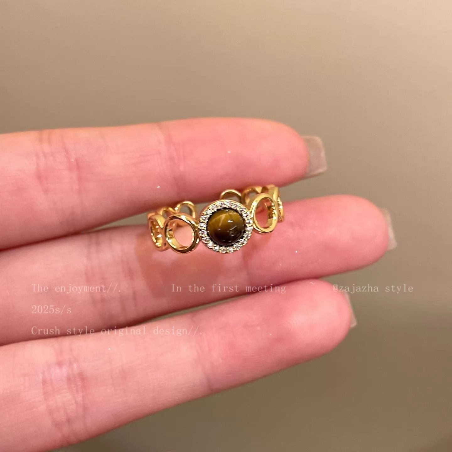 Zircon Simple Female Opening Adjustable Index Finger Light Luxury Rings