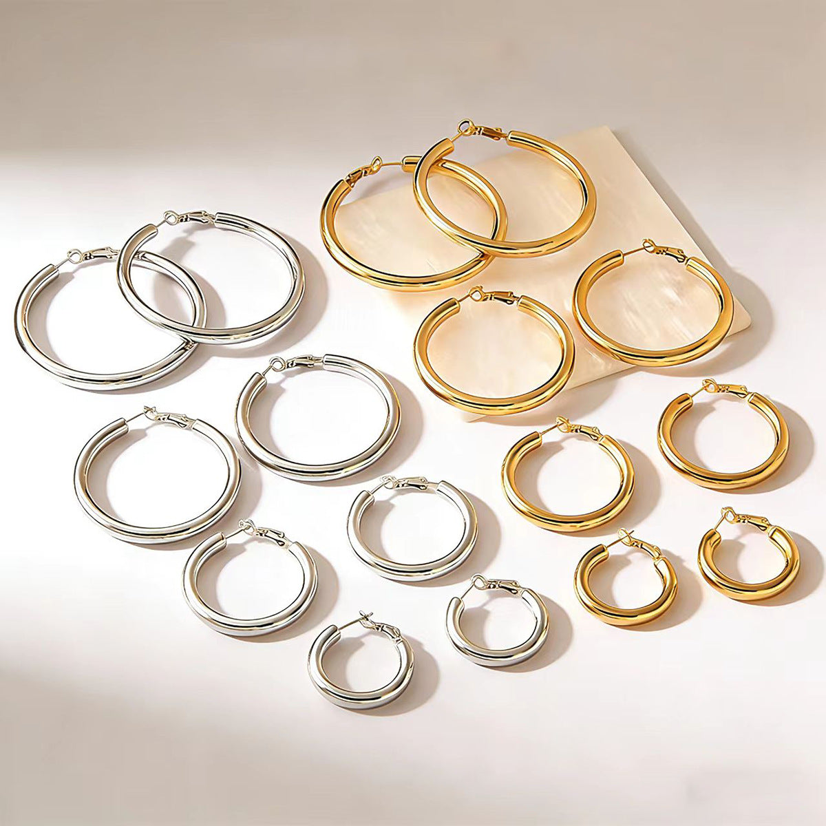 Steel Fashion Hollow Exaggerated Personalized Round Thick Circle Earrings