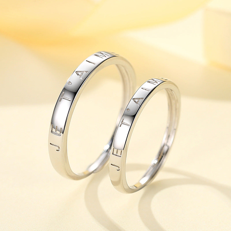 Women's & Men's French Love You Couple And One Pair Rings