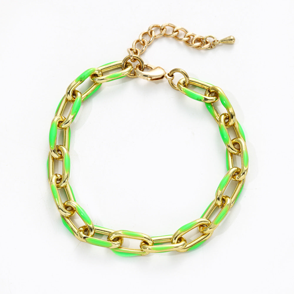 Women's Punk Alloy Oil Dripping Color Bracelets