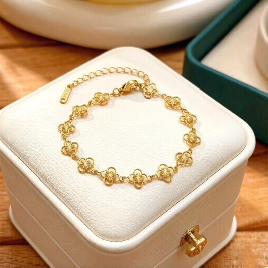 Simple Style Hollow Four-leaf Flower Chain Female Retro Bracelets