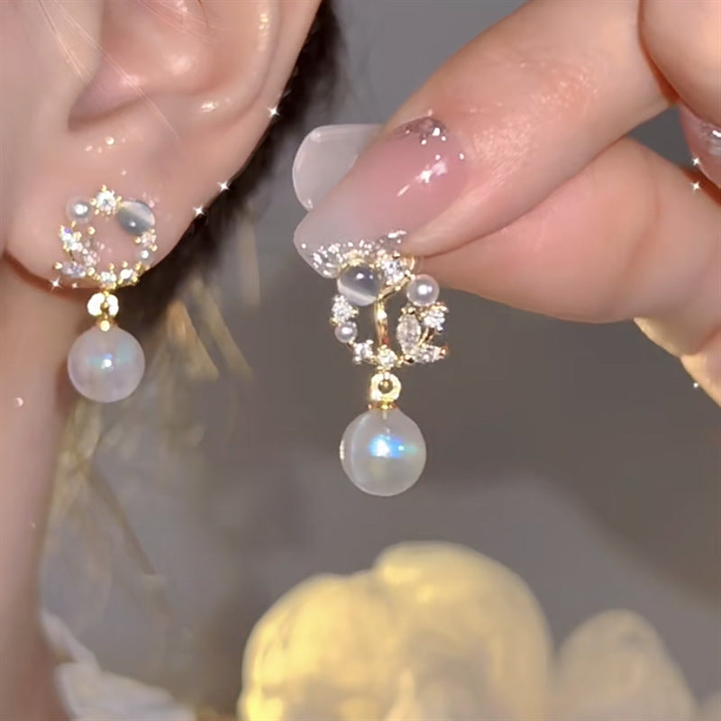 Court Retro Imitation Glaze Color Diamond Stud Earrings