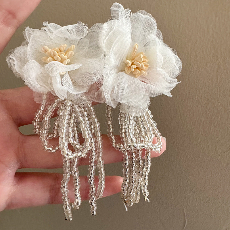 Super Fairy Fresh Mori Sweet Elegance Long Wild Handmade Pearl Earrings