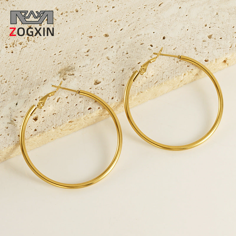 Stainless Steel Titanium Gold Trendy Classic Fashion Ear Versatile Design Earrings