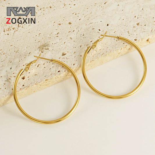 Stainless Steel Titanium Gold Trendy Classic Fashion Ear Versatile Design Earrings