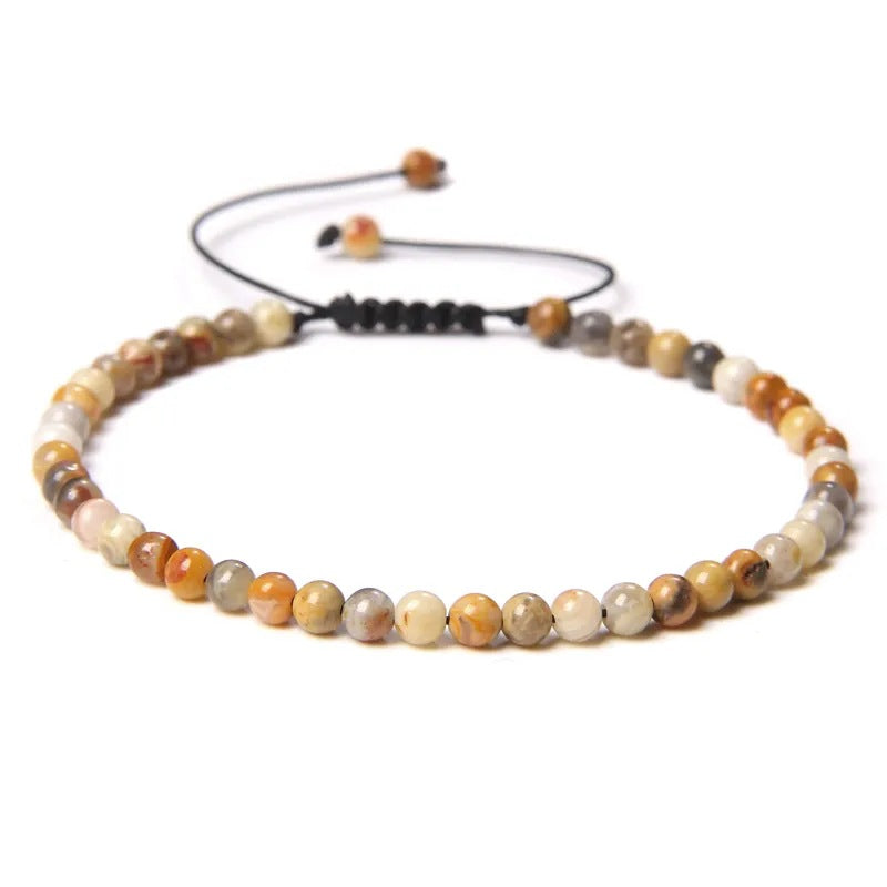 Agate Stone Braided Adjustable Gemstone Beads Bracelet