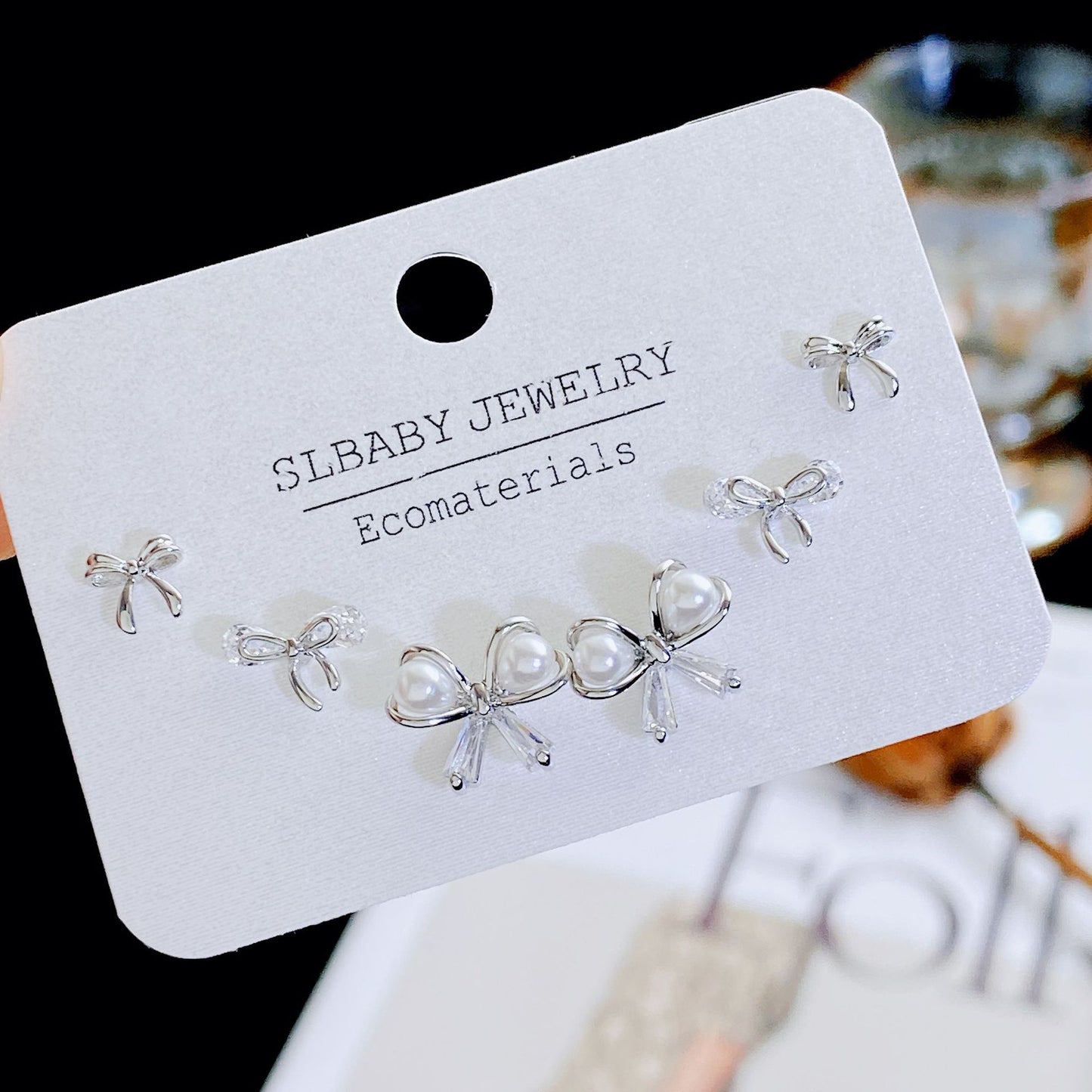 Women's Needle Simple Series Three Pairs Storage Ear Rings