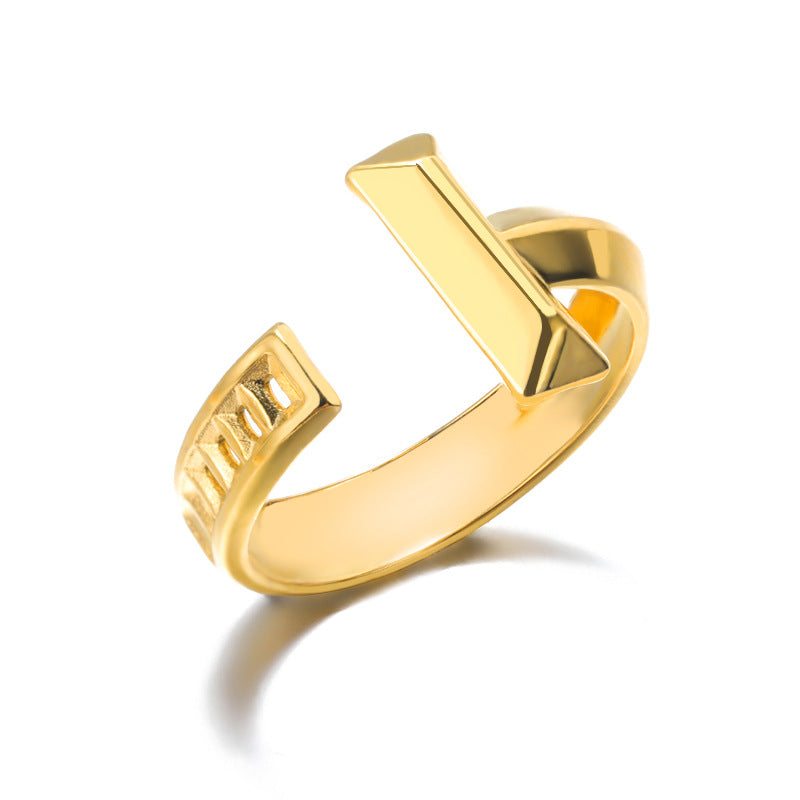 Women's & Men's Vintage Gold Stainless Steel Open For Cross Rings