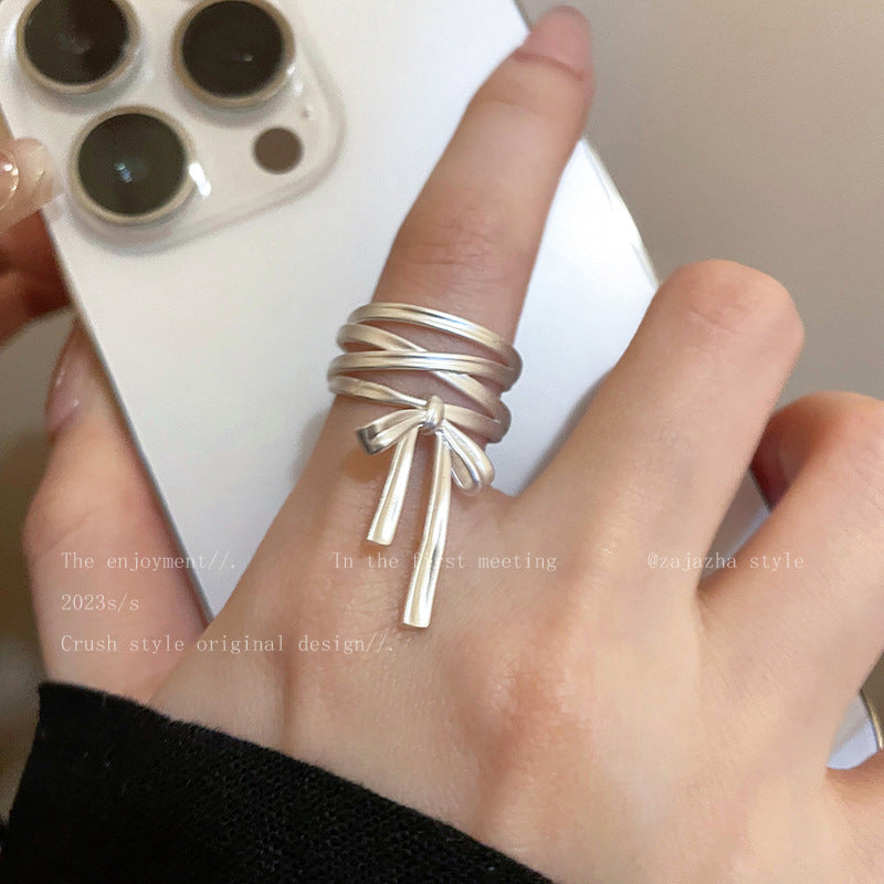 Style Bow Ribbon Open Female Design Adjustable Index Rings