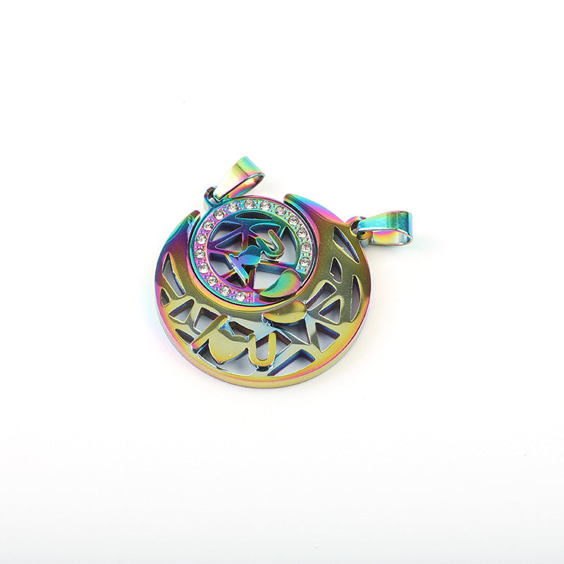 Women's & Men's Simple Colorful Star Moon Stitching Titanium Pendants