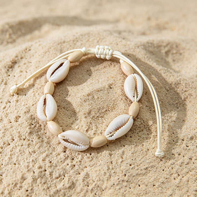 Beach Vintage Shell Bohemian Wax Line Natural Advanced Bracelet