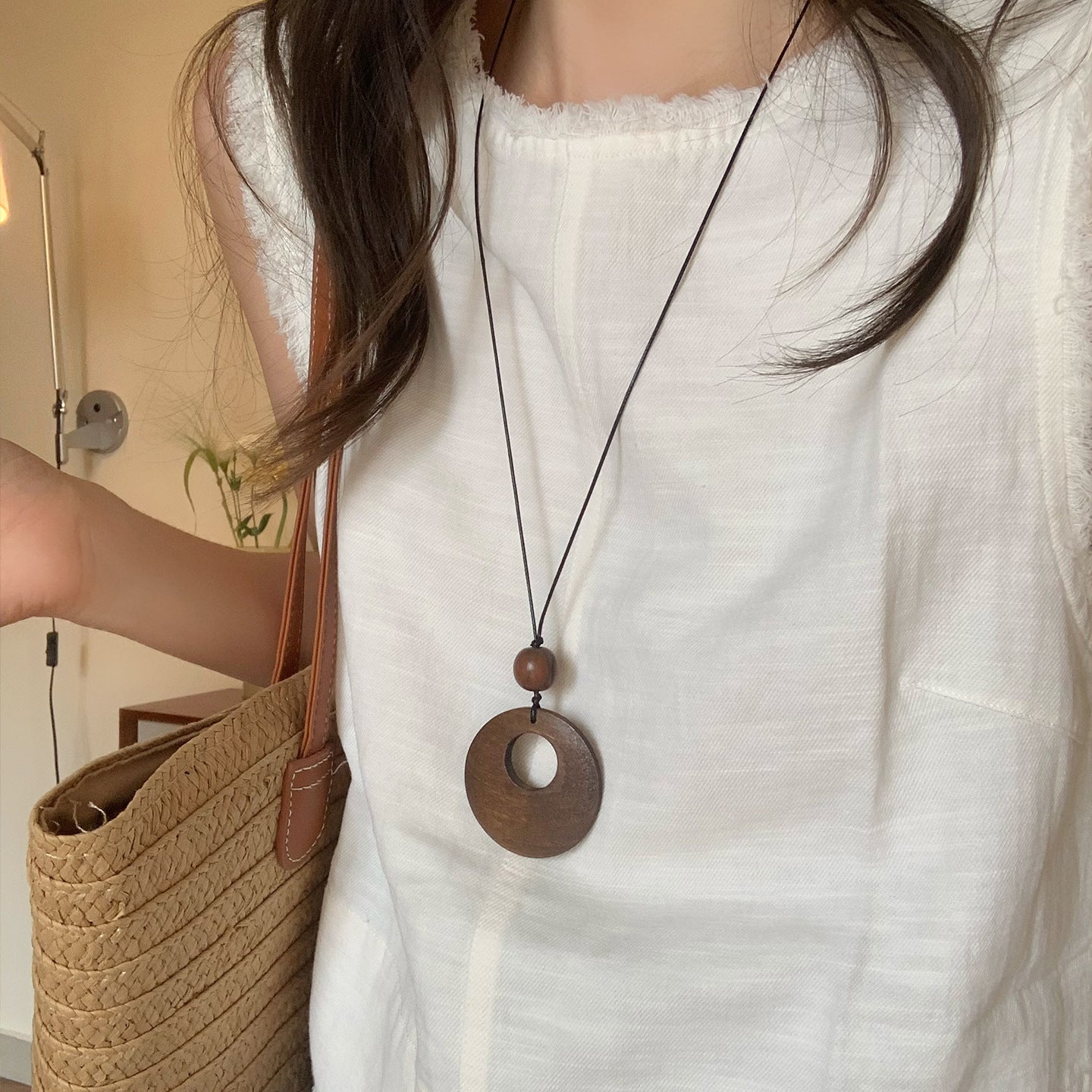 Women's Zen Woven Wooden Long Retro Bohemian Ethnic Style Sweater Necklaces