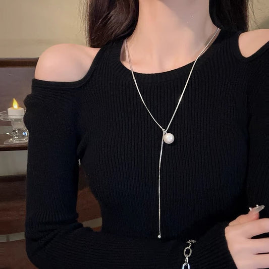 Women's Adjustable Pearl Long Sweater Chain Light Luxury Necklaces