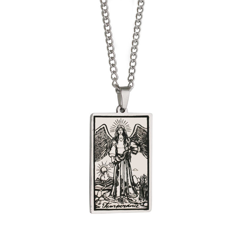Zhang Tarot Titanium Steel Retro Rectangular Necklaces
