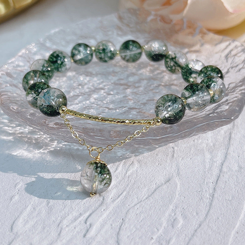 Vacation Style Green Phantom Quartz Graduation Bracelets