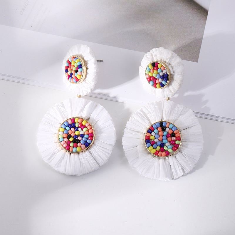 Bead Tassel Ethnic Style Eardrops Light Luxury Earrings