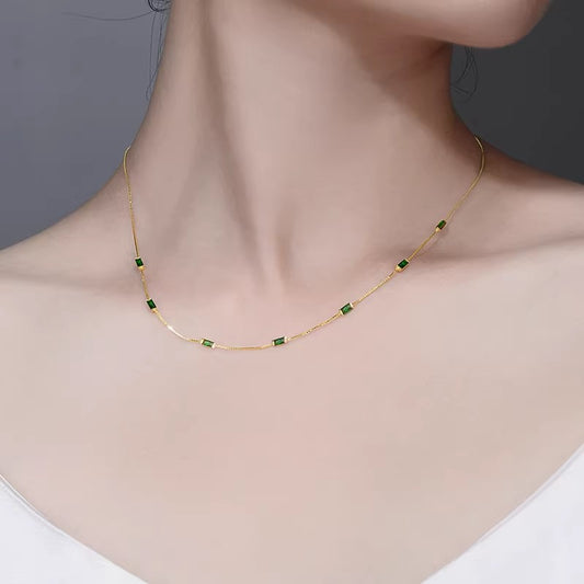 Square Diamond Sier Advanced Mild Luxury Retro Graceful Clavicle Necklace